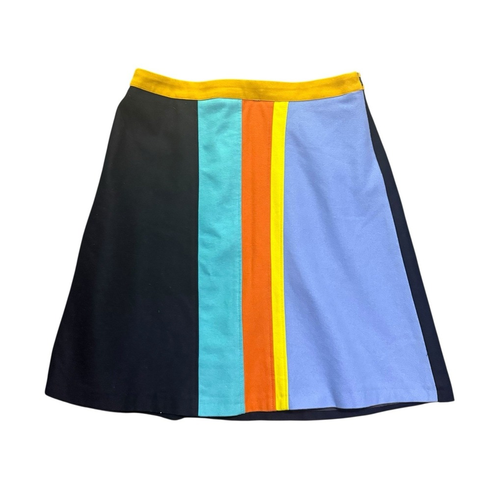 Harve Benard Vintage Colorblock Striped Wool A-Line Skirt Size 12 Lined Artsy - Picture 8 of 8